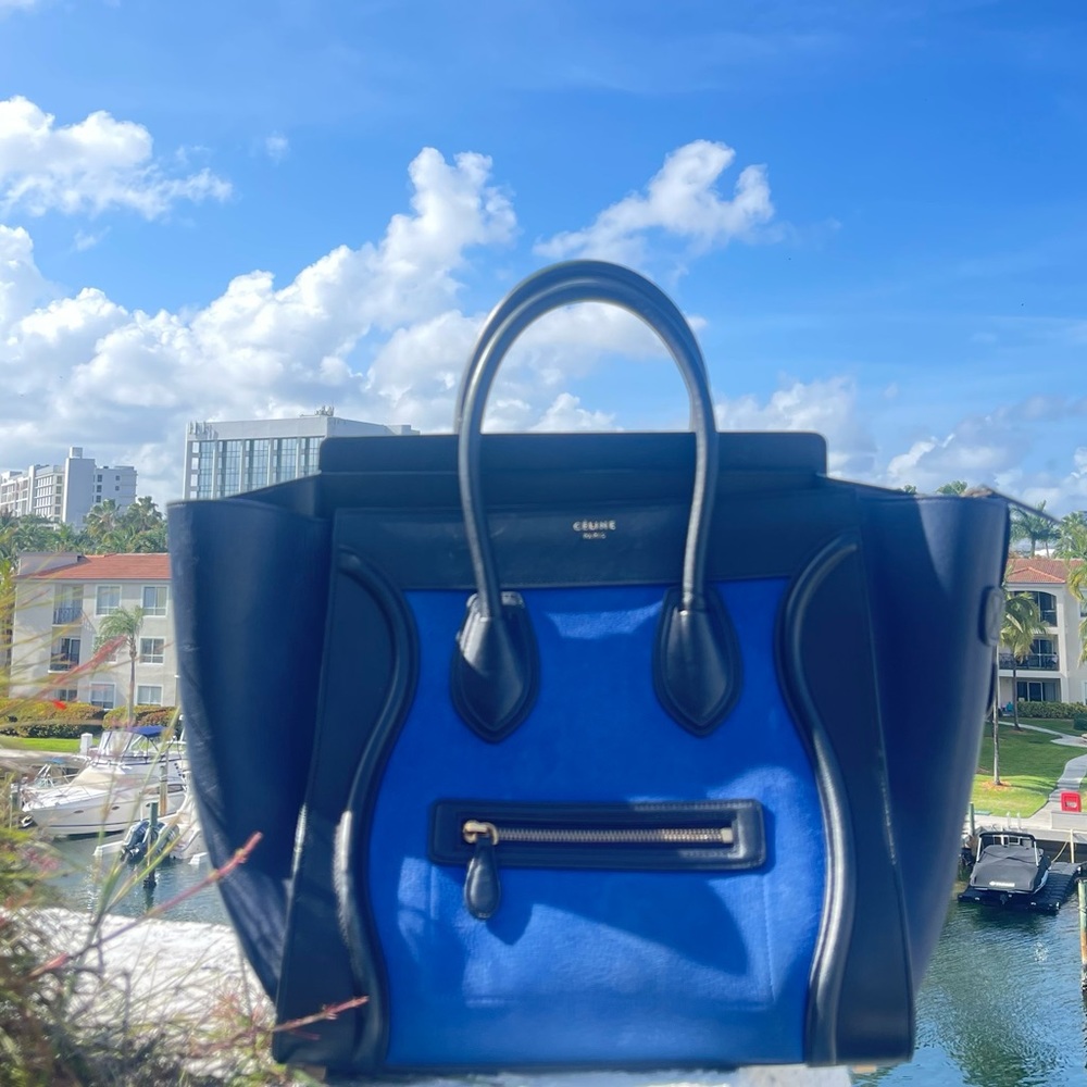 Celine Large Luggage Tri Color Smooth Nubuok Leather Bag